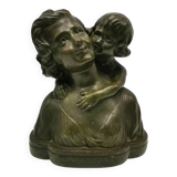 Old sculpture statue bust terracotta maternity mother child art deco 1930