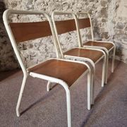 Vintage French school chairs – 1960s industrial cafe seats (set of 5)