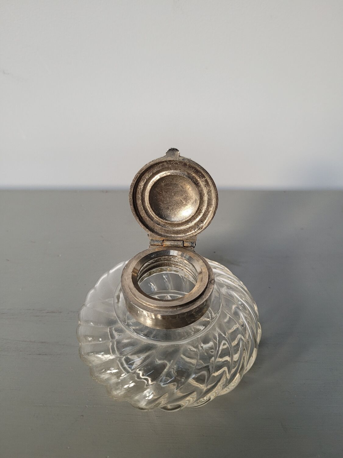 Old glass inkwell
