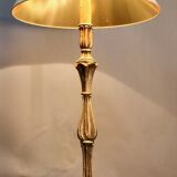 Floor lamp with wooden base
