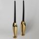 Doré Laiton Vintage Candle Holders – Two 1970s Art Deco Brass Sculptures, Elegant Table Centerpiece