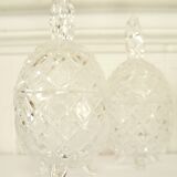 Pair of cut crystal pineapple tripod tripod candy