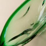 Green Murano Glass Bowl, Hand-Blown Italian 1970s Vide Poche with Organic Shape