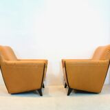 Artifort F330 ‘Cordoba’ Lounge Chairs in Soft Ochre Leather by Gerard van den Berg