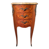 Louis XV style curved bedside table in marquetry
