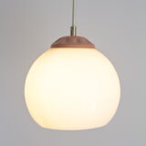Vintage pendant lamp from milkglass lampshade with pink detail
