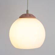 Vintage pendant lamp from milkglass lampshade with pink detail