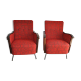 Bauhaus Style Steel & Wood Club Chairs, 1940s, Set of 2