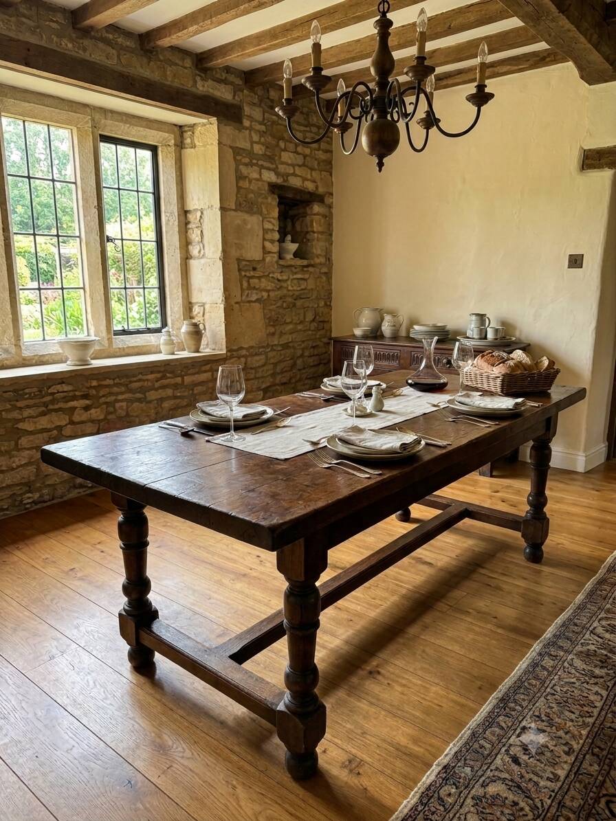 Table de ferme en chêne massif,  250 × 87cm