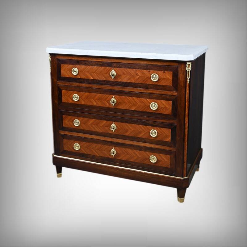 Rosewood and rosewood marquetry commode, Louis XVI style – late 19th century