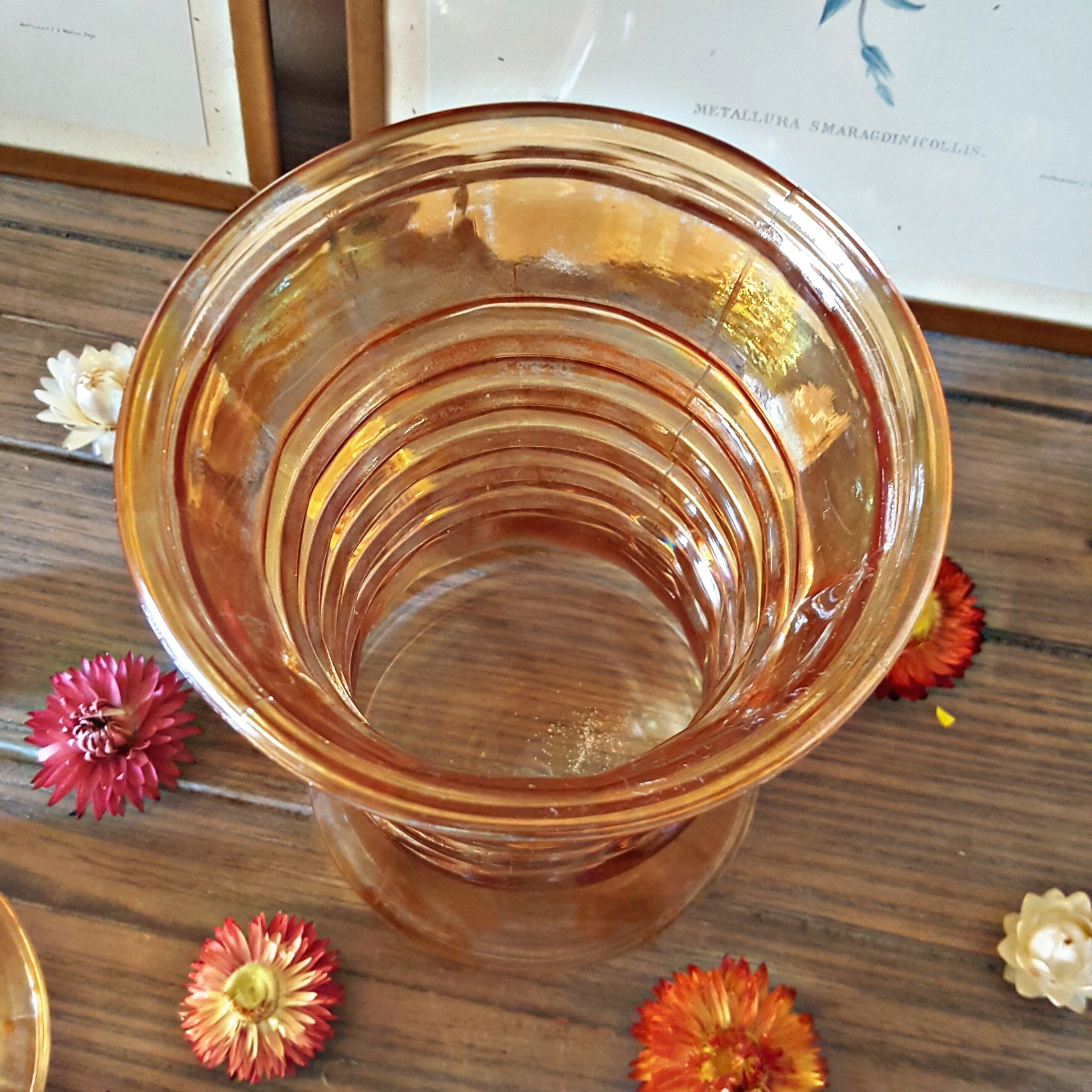 Pair of vintage orange-colored glass vases