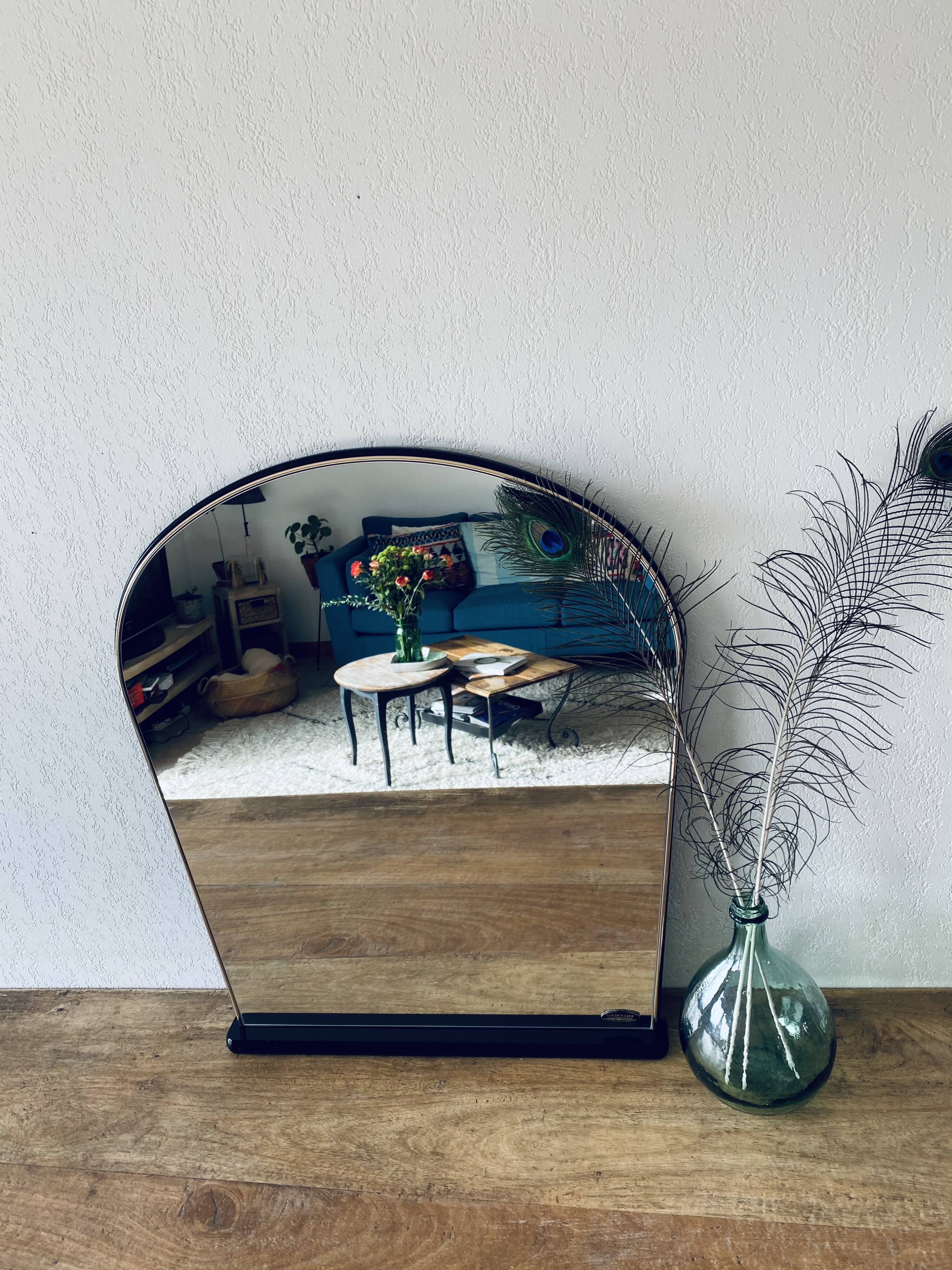 Black and gold art deco mirror - 81x69cm