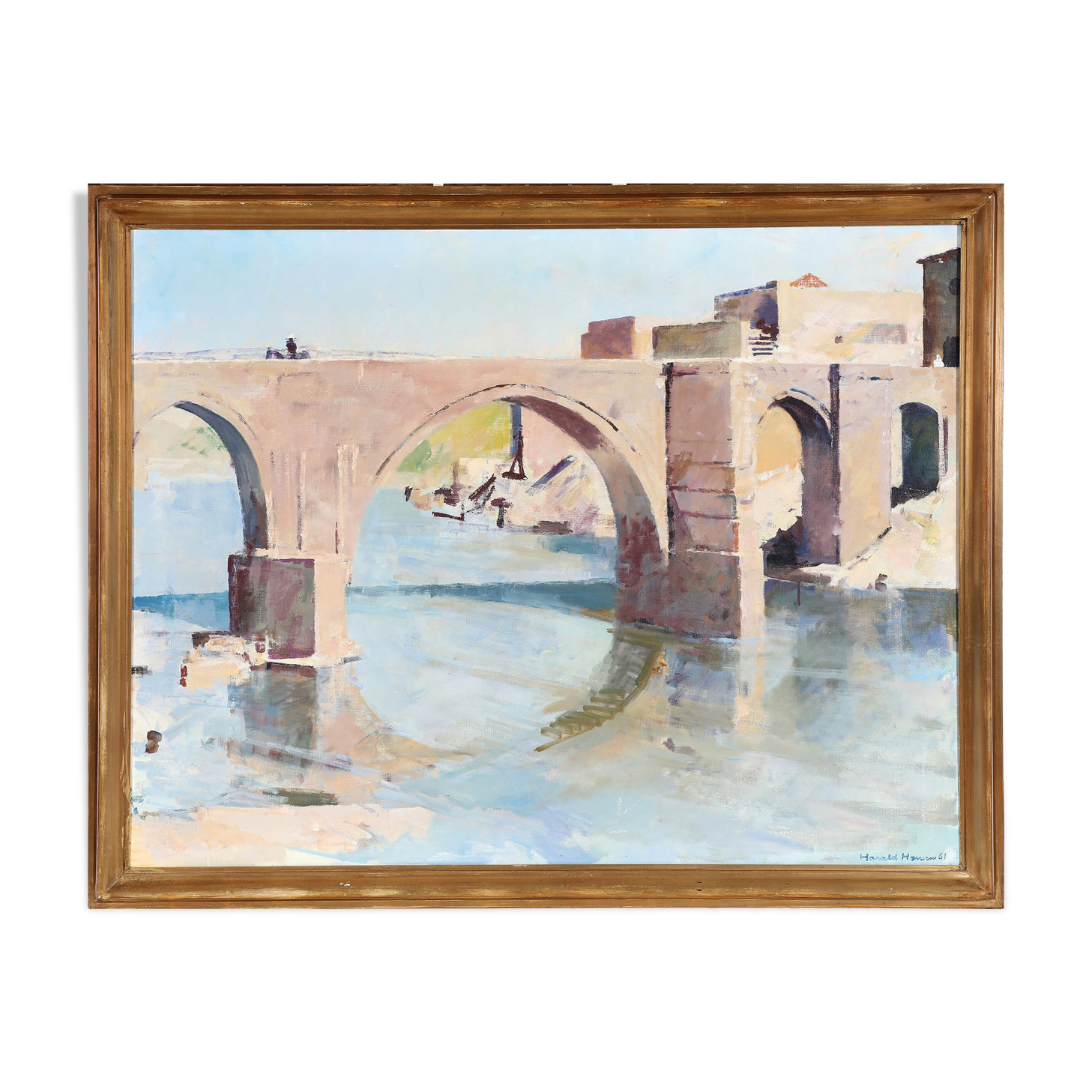 ‘Landscape with bridge’ by Harald Hansen (Danish, 1890 - 1967)