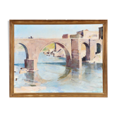‘Landscape with bridge’ by Harald Hansen (Danish, 1890 - 1967)