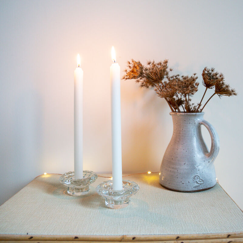 2 clear glass candle holders from Reims