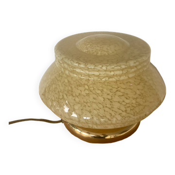 Lampe Art Deco Champignon Verre De Clichy Jaune.