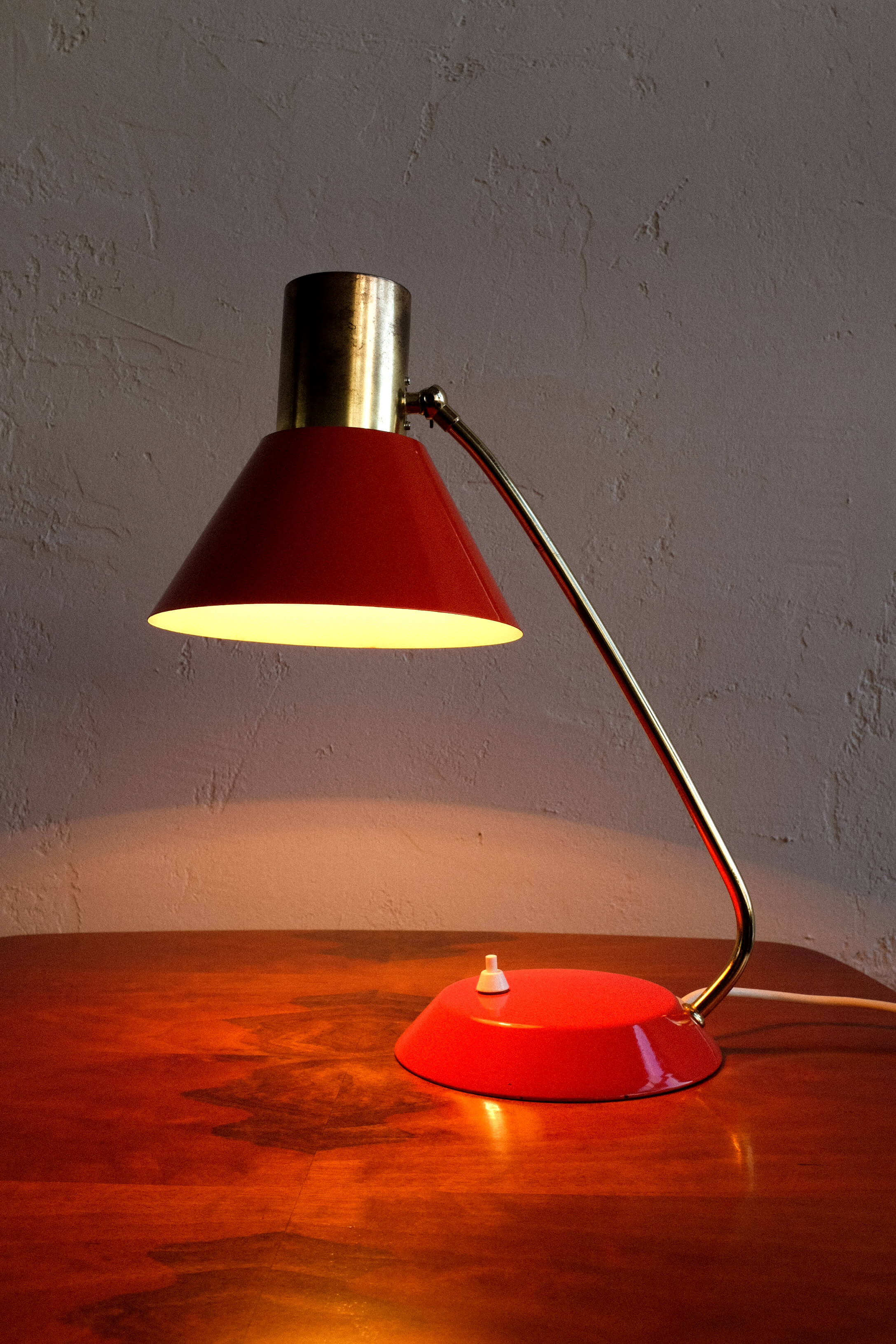 Vintage Red Table Lamp made by AKA Germany, 1960