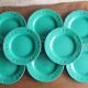 8 green dessert plates, southern wind