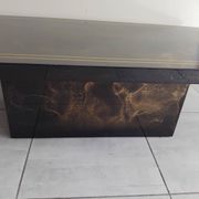 Table basse rectangulaire 70's à décor solaire