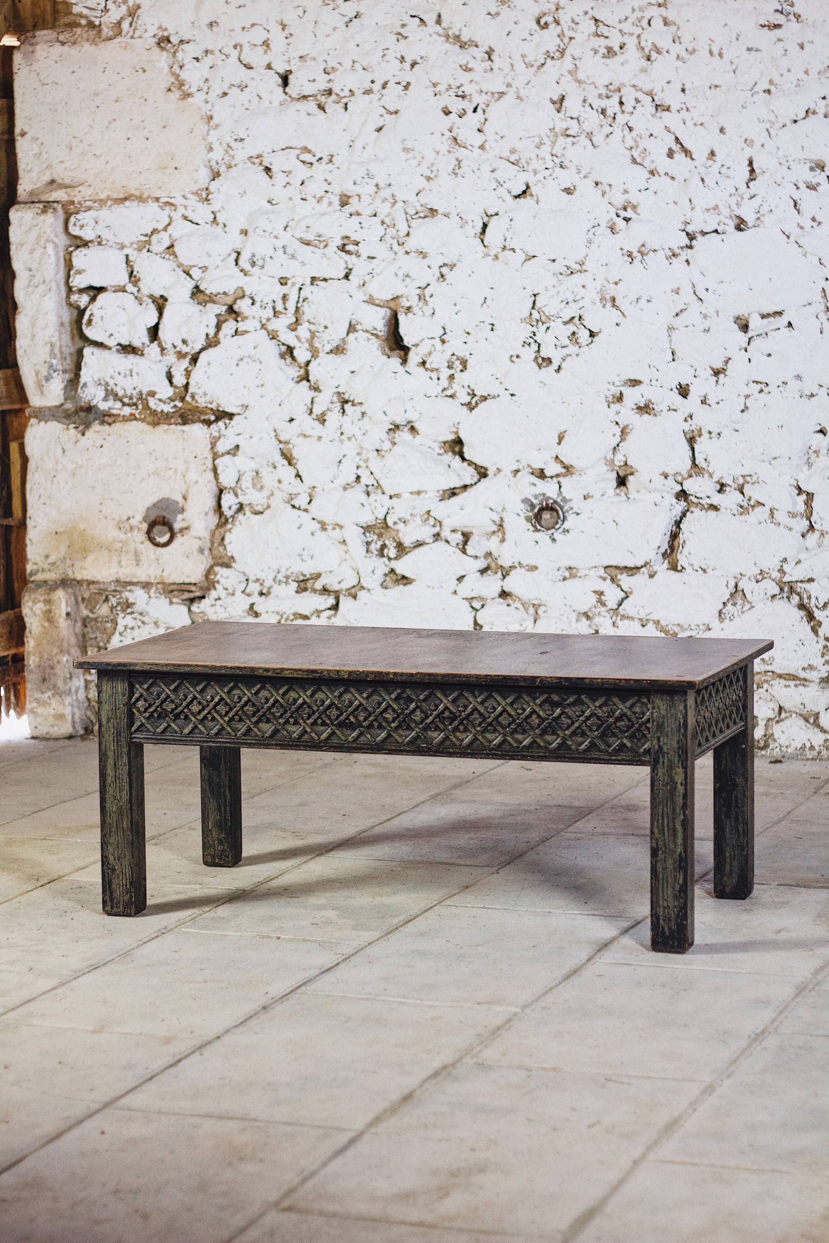 Indian carved wooden coffee table