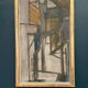 Original Danish Oil on Canvas – “Gul Figurkomposition” by P. Primdahl – Signed – Dated 1958 – Vintage & Framed – 43 × 27 cm (16.9" × 10.6")
