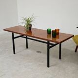 Table basse en métal et bois, ex Tchécoslovaquie 1970