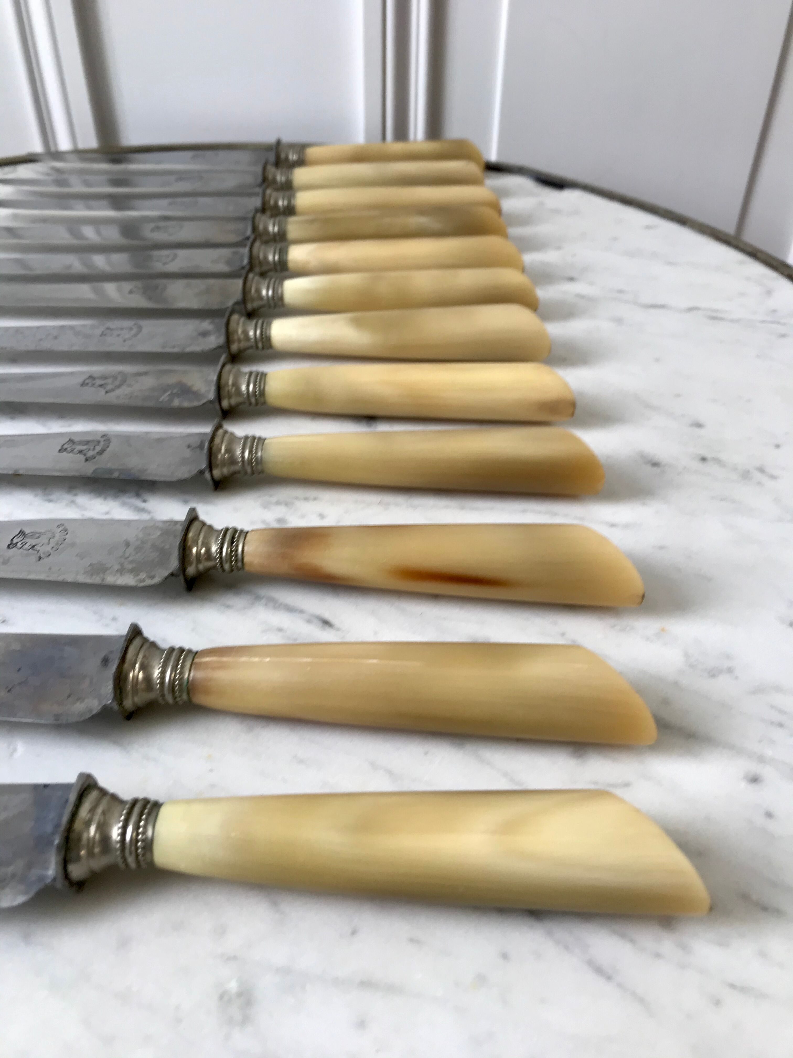 Set of 12 horn knives 50s