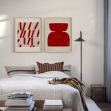 Pair of prints, abstract wall art set of two, 50x70cm