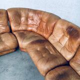Mid-Century Modern Italian Leather Sectional Sofa by Ipe, Italy, 1970s, Set of 5