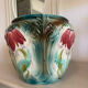 Large antique cache-pot in art nouveau majolica.