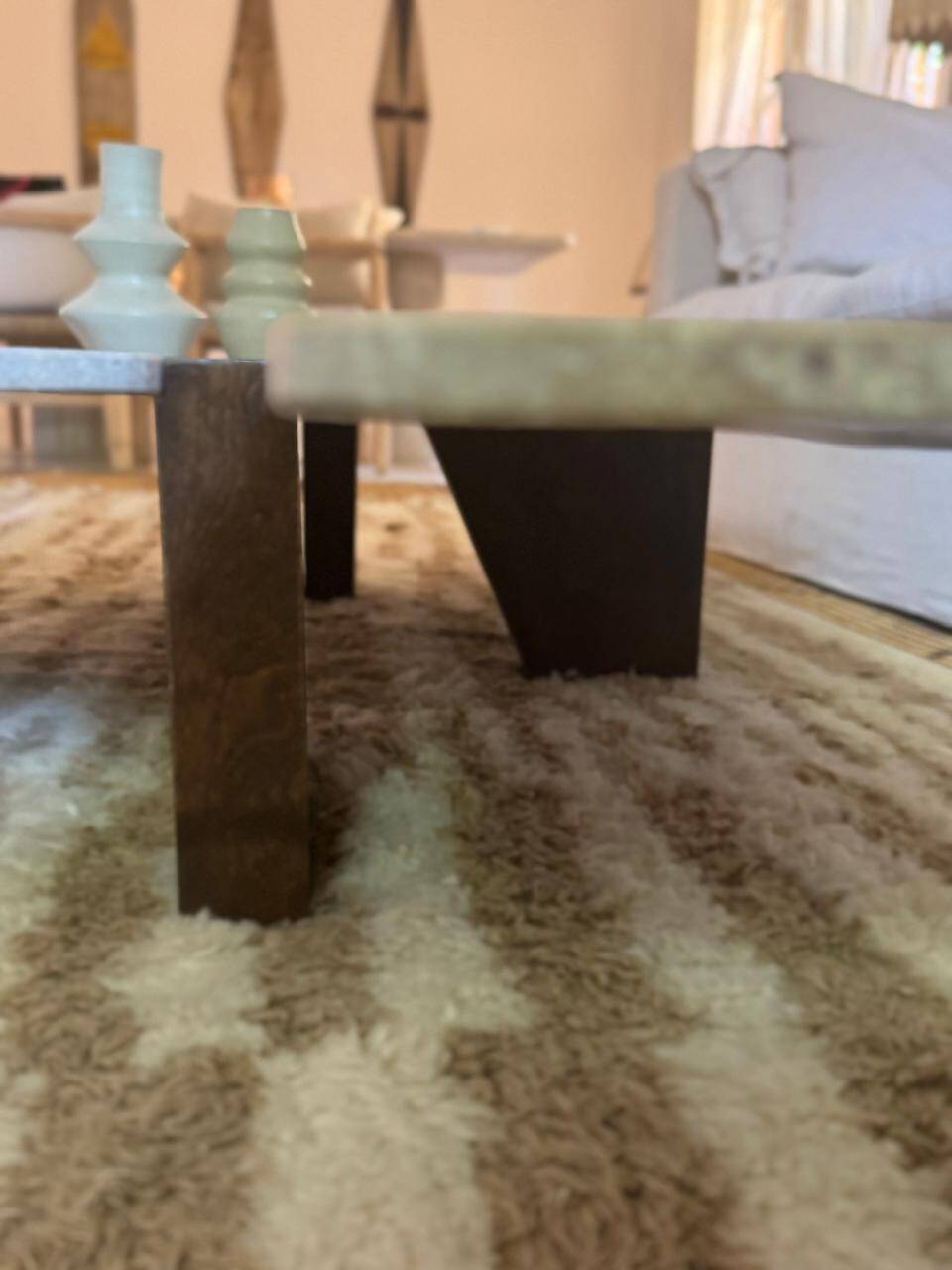 Harold travertine walnut coffee table