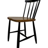 Vintage set of four -bar chair made of black lacquered wood - 1960s