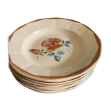 Service 8 hollow plates soup Digoin Sarreguemines pink flowers