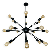 Lustre Noir Vintage, 20 lumières, plafonnier