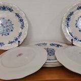 Set of 8 old dessert plates in French earthenware Moulin des Loups from the 50s
