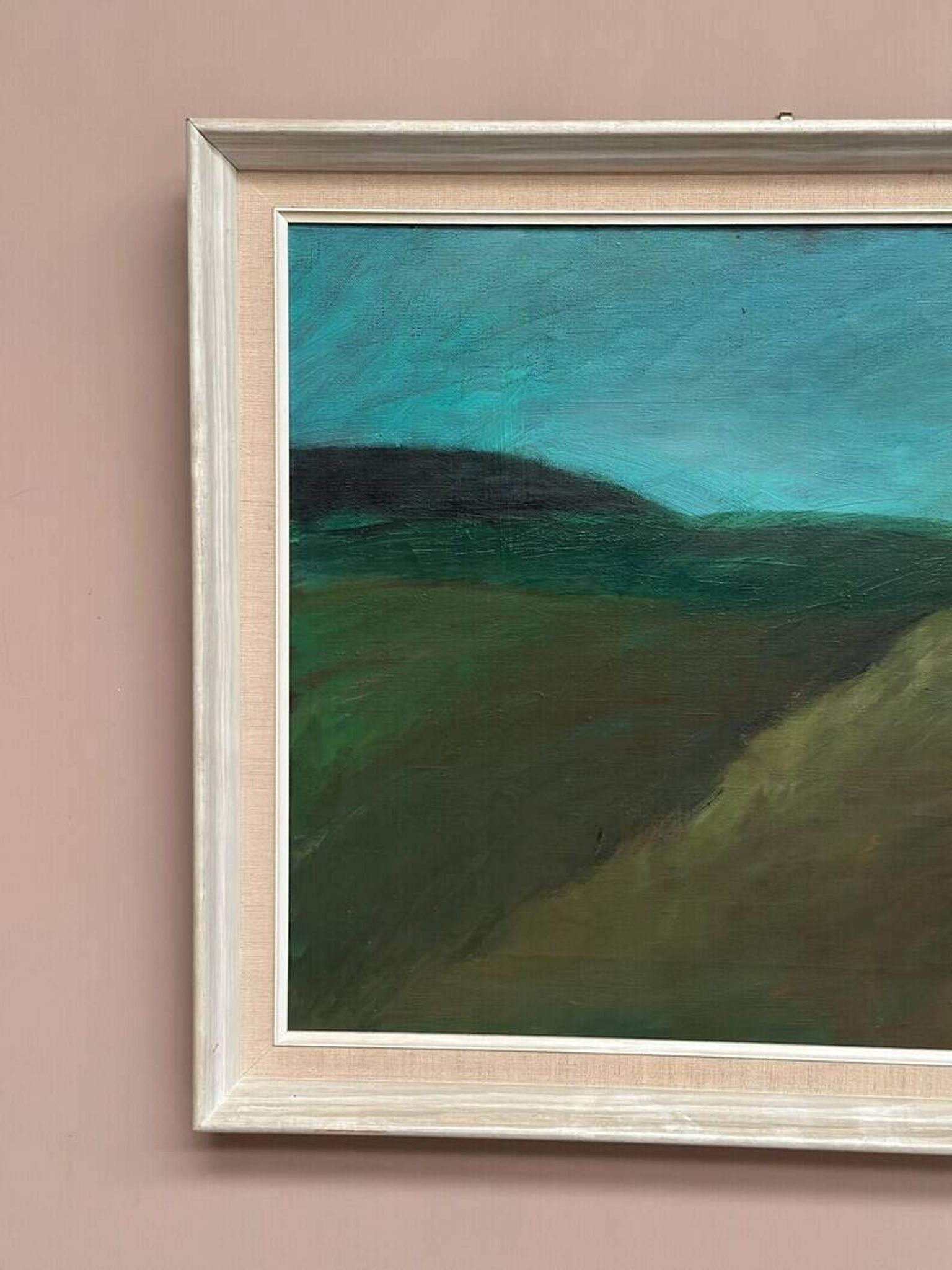 Original Swedish Oil on Canvas – "Landscape" by Dina Mortensen – Signed DM – Vintage and Framed – 53 × 45.5 cm (20.9" × 17.9")
