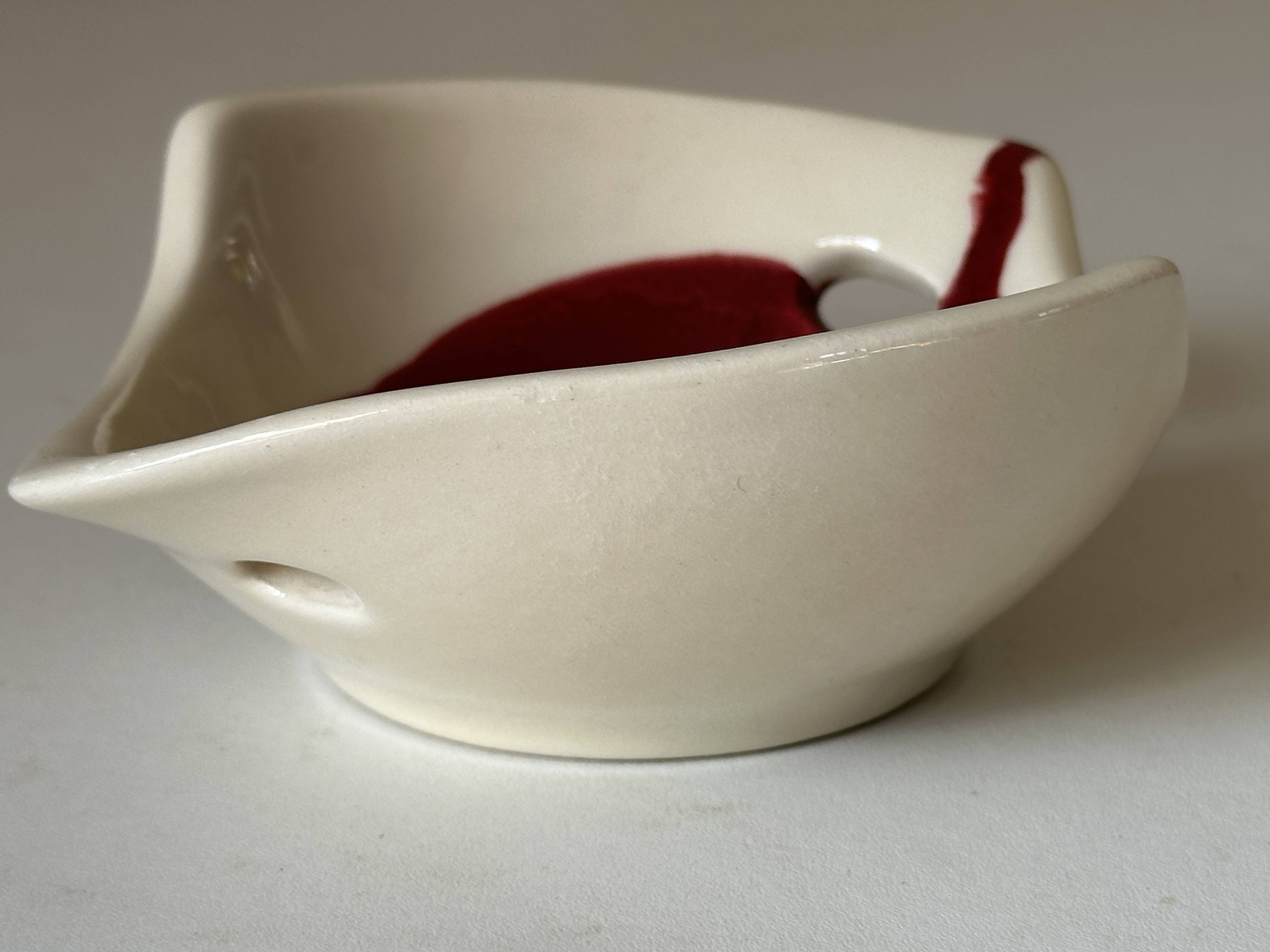 Ceramic empty pocket bowl signed Lude France 1960s