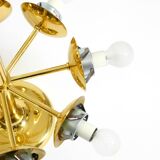1960s Space Age brass ceiling lamp with 8 glass balls by Kaiser Leuchten
