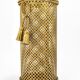 Hollywood Regency umbrella stand in gold metal with cord and tassels, Li Puma Firenze, 1950.