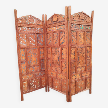 3-leaf screen in solid wood