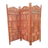 Three-panel screen made of solid wood