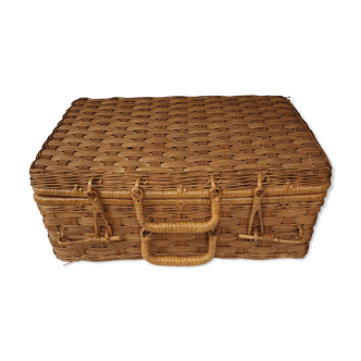 Valise en osier vintage