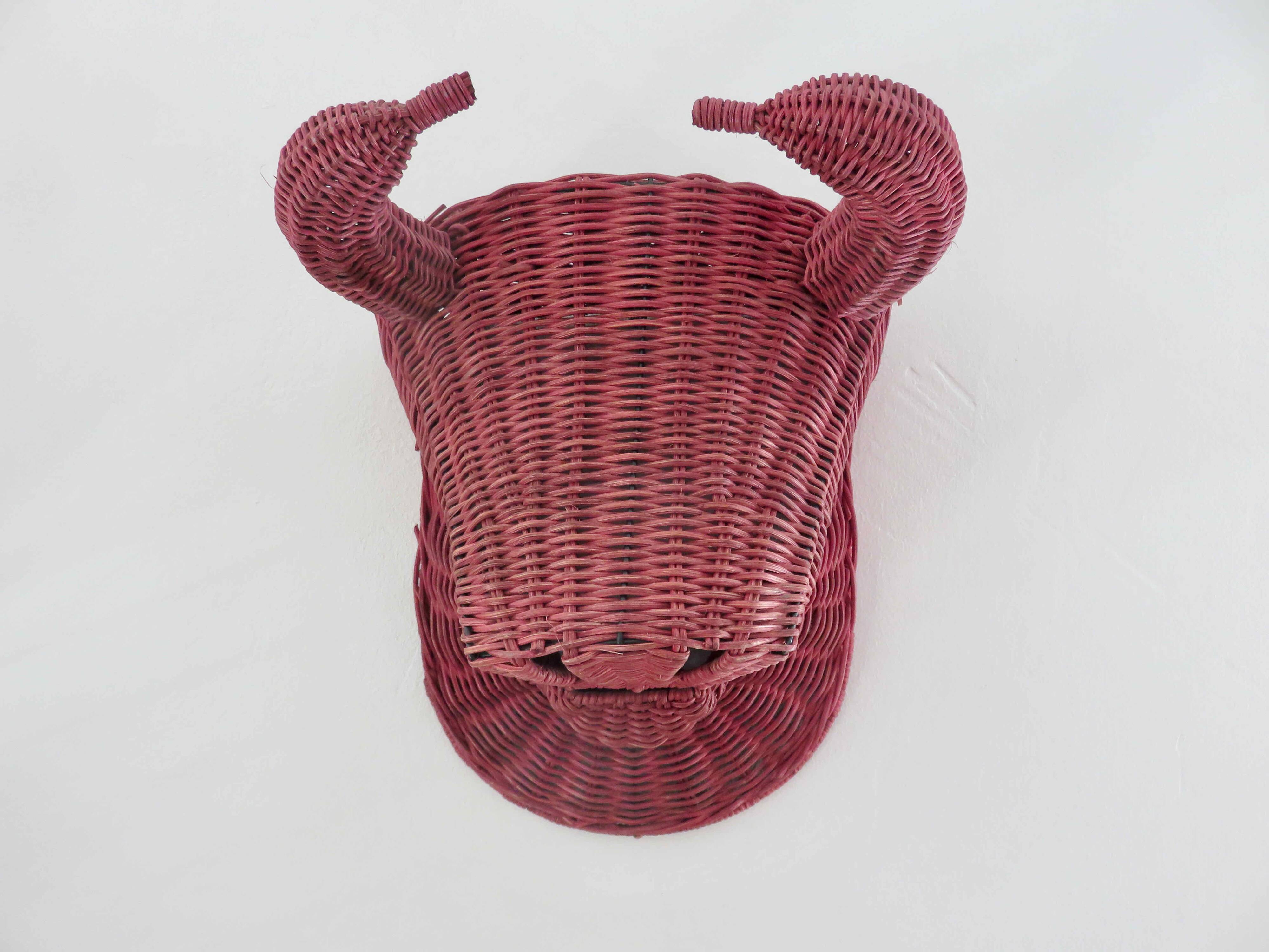 Bull head, minotaur in rattan 60s 70s