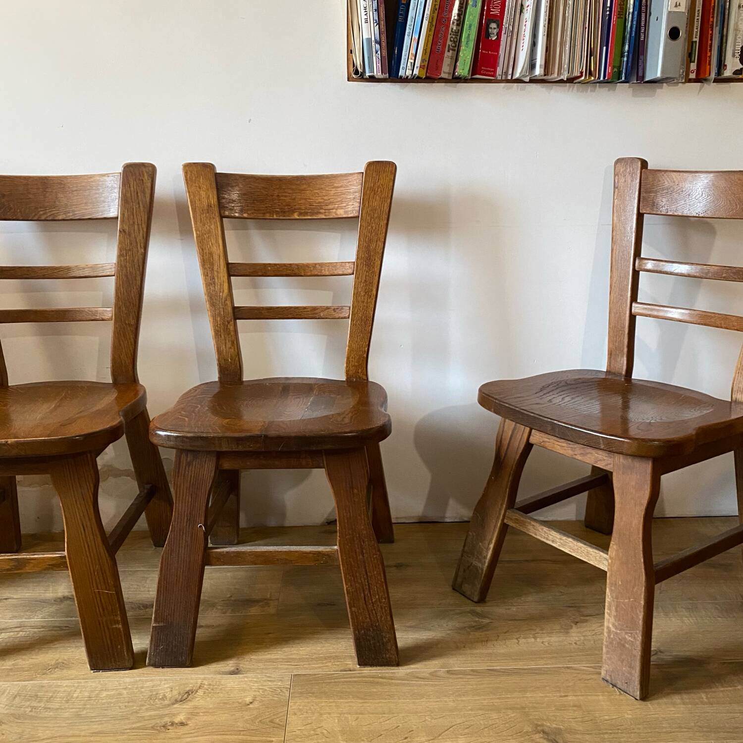 4 brutalist chairs in solid oak