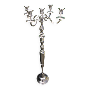 Chandelier métal argenté 5 feux