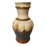 Large ecru and brown vase
