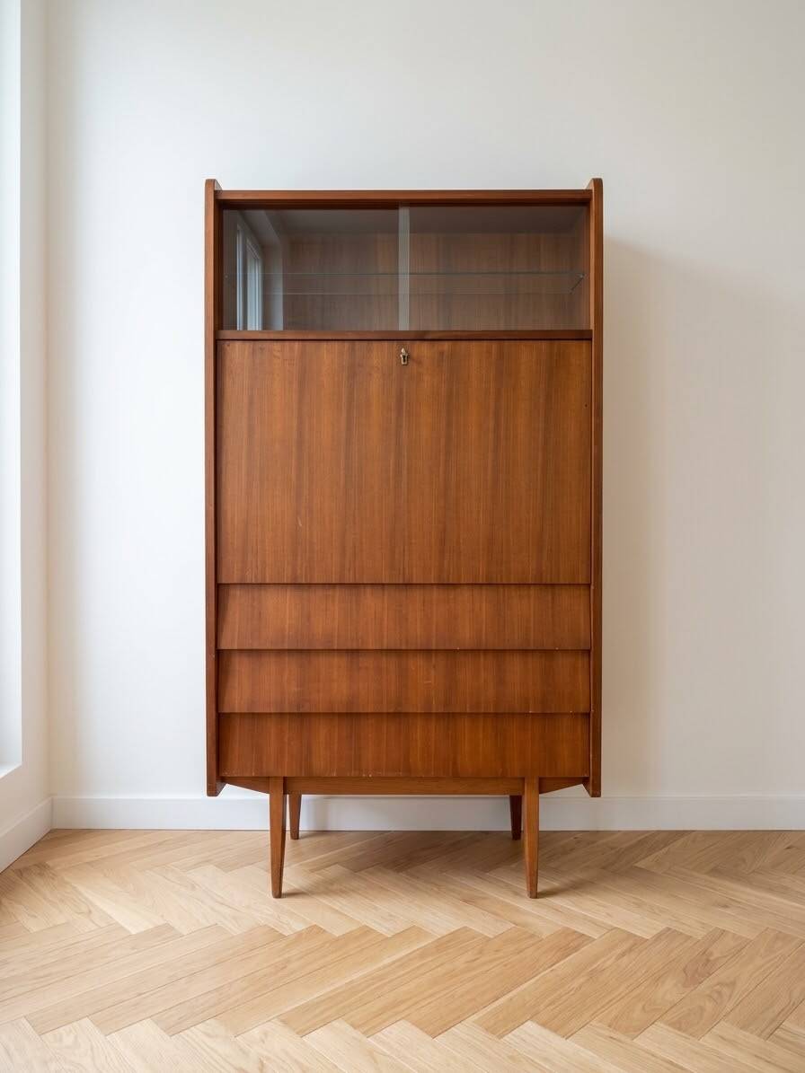 Vintage 1970s wooden secretary desk