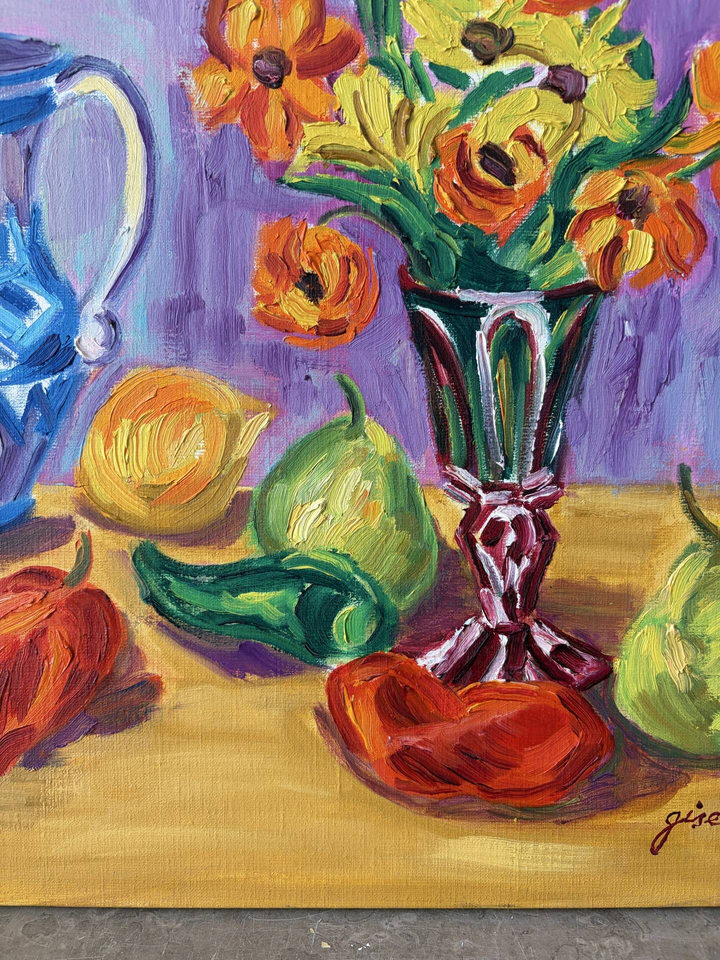 Still life, oil on canvas signed Gisèle Renaut (1930-2020)