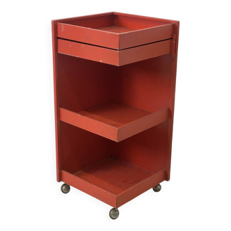 Vintage red metal architect's trolley