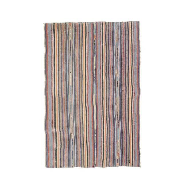 Tapis kilim turc vintage en laine et coton violet noué à la main
